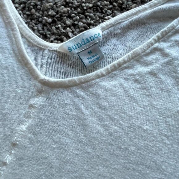 Sundance White 100 Linen Tank Top, Lightweight Women's Tank - Picture 3 of 5